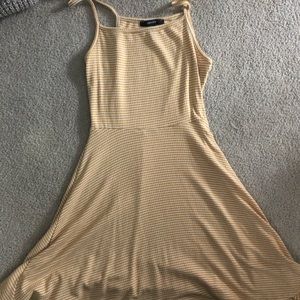 Yellow striped, high neck, dress